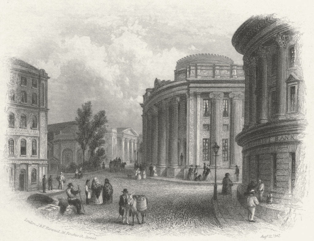 YORKS. Town Hall & Commercial Buildings Leeds c1855 old antique print picture